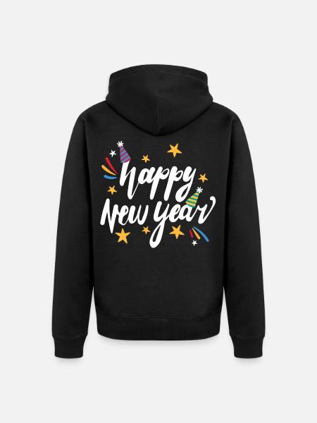 happy New Year - Unisex Premium Organic Zip Hoodie - black