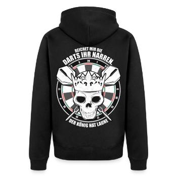 Dart Darts Dartspieler Geschenk - Unisex Premium Bio Zip Hoodie - Schwarz - Hinten - Nico (187cm)
