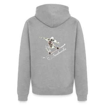 Snowboard - Unisex Premium Bio Zip Hoodie - Grau meliert - Hinten - Nico (187cm)