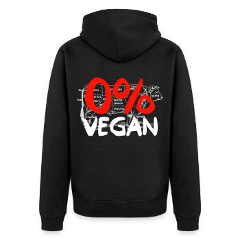 0% VEGAN - Unisex Premium Bio Zip Hoodie - Schwarz - Hinten - Nico (187cm)