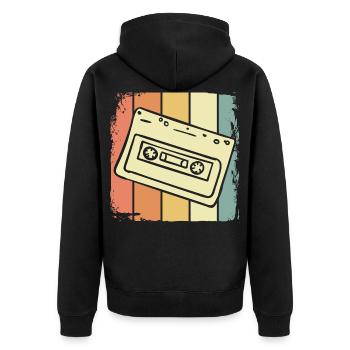 Kassette 90er Jahre Musik - Unisex Premium Bio Zip Hoodie - Schwarz - Hinten - Nico (187cm)
