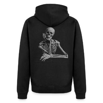 freundliches Skelett - Unisex Premium Bio Zip Hoodie - Schwarz - Hinten - Nico (187cm)