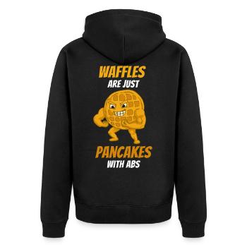 Les gaufres ne sont que des crêpes avec six pack - Veste à capuche bio Premium Unisexe - noir - Dos - Nico (187cm)