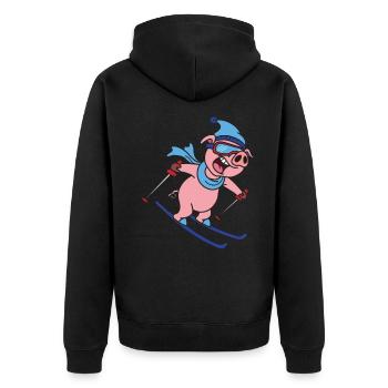 T-shirt Cochon Ski Holiday Cadeau Conducteur De Ski - Veste à capuche bio Premium Unisexe - noir - Dos - Nico (187cm)