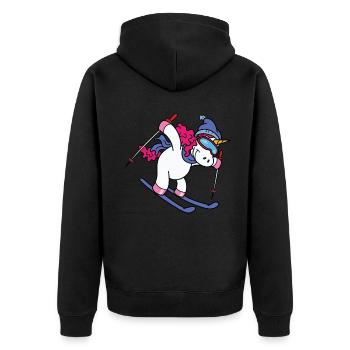 Cadeau de t-shirt de vacances de ski de Licorne Amant de la Licorne - Veste à capuche bio Premium Unisexe - noir - Dos - Nico (187cm)