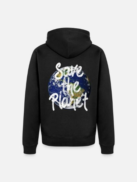 Save the Planet - Unisex Premium Bio Zip Hoodie - Schwarz