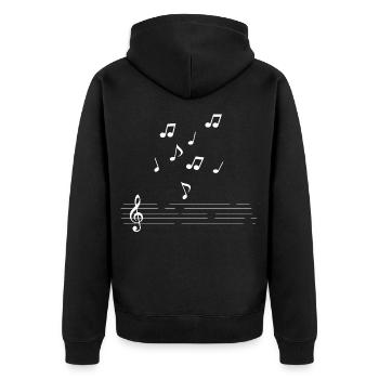 Noten Musik - Unisex Premium Bio Zip Hoodie - Schwarz - Hinten - Nico (187cm)