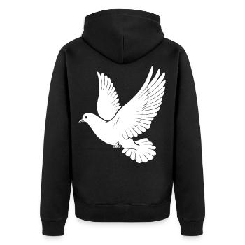 Weiße Taube Liebe Geschenk Fliege - Unisex Premium Bio Zip Hoodie - Schwarz - Hinten - Nico (187cm)