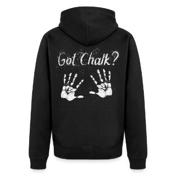 Bouldern Chalk Klettern Magnesia Geschenk - Unisex Premium Bio Zip Hoodie - Schwarz - Hinten - Nico (187cm)