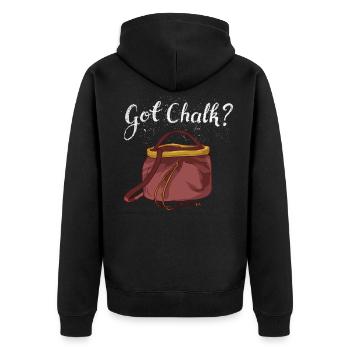 Bouldern Chalk Klettern Magnesia Geschenk - Unisex Premium Bio Zip Hoodie - Schwarz - Hinten - Nico (187cm)