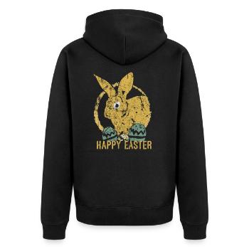 Ostern - Unisex Premium Bio Zip Hoodie - Schwarz - Hinten - Nico (187cm)