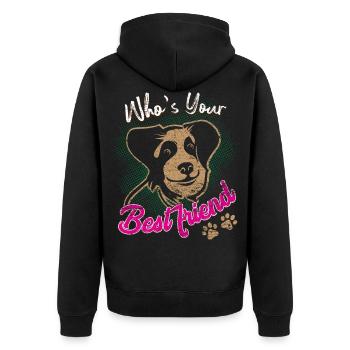 Hund und Hunde - Unisex Premium Bio Zip Hoodie - Schwarz - Hinten - Nico (187cm)