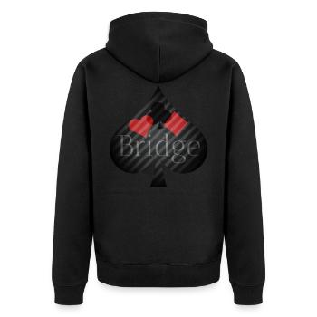 Bridge Kartenspiel elegantes Design - Unisex Premium Bio Zip Hoodie - Schwarz - Hinten - Nico (187cm)