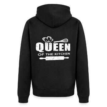 Queen Königin - Unisex Premium Bio Zip Hoodie - Schwarz - Hinten - Nico (187cm)