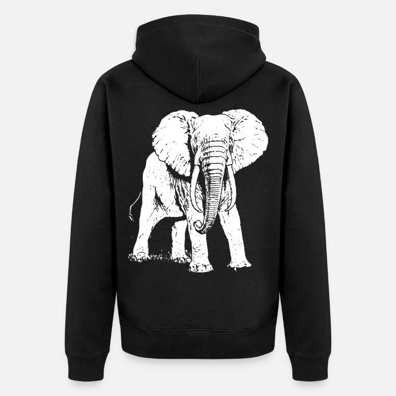 Cadeau animal éléphant - Veste à capuche bio Premium Unisexe - noir