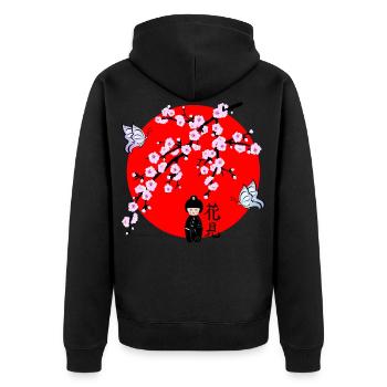 Cherry Blossom Geisha Japanese Character 1 - Unisex Premium Organic Zip Hoodie - black - Back - Nico (187cm)