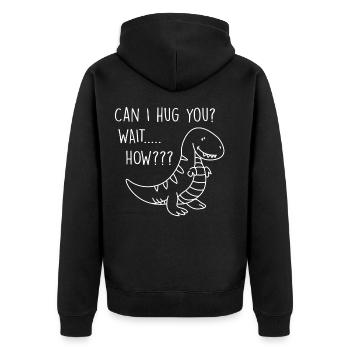 Dinosaurier Hug - Unisex Premium Bio Zip Hoodie - Schwarz - Hinten - Nico (187cm)