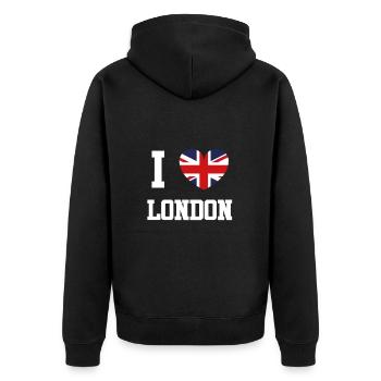 J'adore Londres - Veste à capuche bio Premium Unisexe - noir - Dos - Nico (187cm)