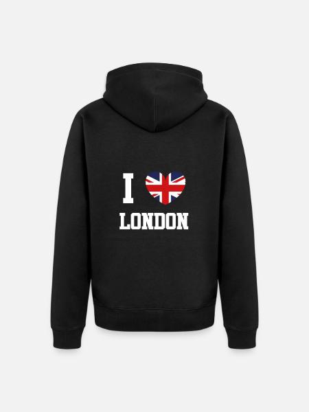 I LOVE LONDON - Unisex Premium Bio Zip Hoodie - Schwarz