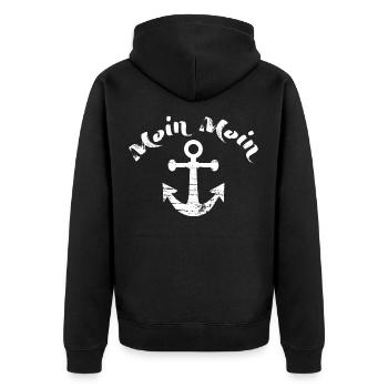 Moin Moin - Unisex Premium Bio Zip Hoodie - Schwarz - Hinten - Nico (187cm)