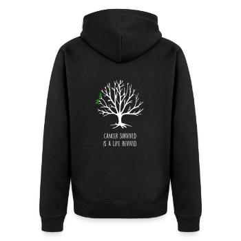 cancer survived Krebs ueberlebender - Unisex Premium Bio Zip Hoodie - Schwarz - Hinten - Nico (187cm)
