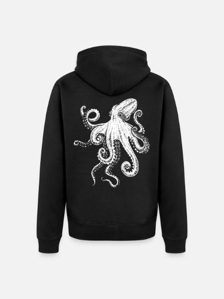 Oktopus Tiergeschenk - Unisex Premium Bio Zip Hoodie - Schwarz