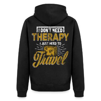 travel - Unisex Premium Organic Zip Hoodie - black - Back - Nico (187cm)