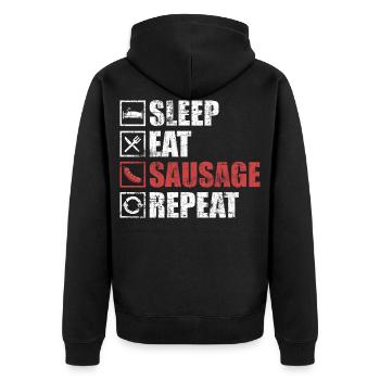 Wurst - Unisex Premium Bio Zip Hoodie - Schwarz - Hinten - Nico (187cm)