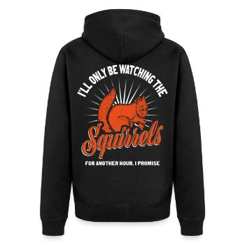 Squirrel Autumn - Unisex Premium Organic Zip Hoodie - black - Back - Nico (187cm)