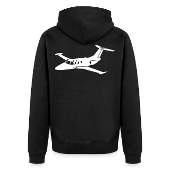 Pilatus PC 12 Fluggerät-Geschenk - Unisex Premium Bio Zip Hoodie - Schwarz - Hinten - Nico (187cm)