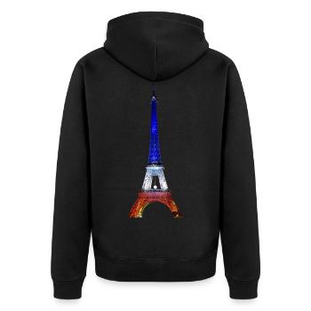 Tour Eiffel Paris France Drapeau national Souvenir - Veste à capuche bio Premium Unisexe - noir - Dos - Nico (187cm)