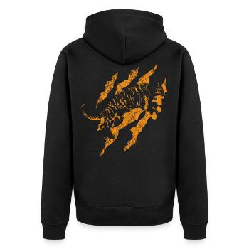Tiger - Unisex Premium Bio Zip Hoodie - Schwarz - Hinten - Nico (187cm)