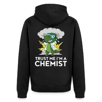 Dino Chemists Laboratory Chemistry Children Gift - Unisex Premium Organic Zip Hoodie - black - Back - Nico (187cm)