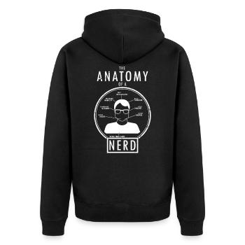 Anatomie eines Nerds - Unisex Premium Bio Zip Hoodie - Schwarz - Hinten - Nico (187cm)