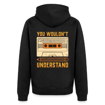Kassette Bleistift 80er 90er Nerd Geek Geschenk - Unisex Premium Bio Zip Hoodie - Schwarz - Hinten - Nico (187cm)