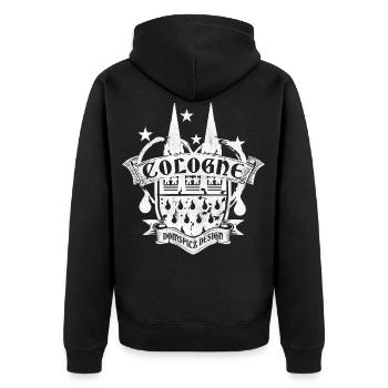 Domspitz Design - Unisex Premium Bio Zip Hoodie - Schwarz - Hinten - Nico (187cm)