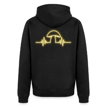 Pilze - Unisex Premium Bio Zip Hoodie - Schwarz - Hinten - Nico (187cm)