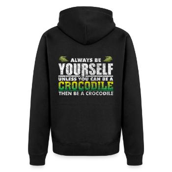 alligator - Unisex Premium Organic Zip Hoodie - black - Back - Nico (187cm)