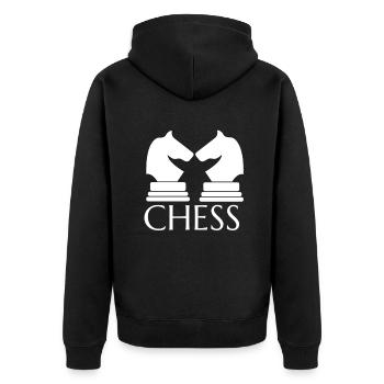 Chess Board Game Strategy Horse Bishop King - Unisex Premium Organic Zip Hoodie - black - Back - Nico (187cm)