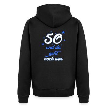 50. Geburtstag - 50 Jahre - fünfzig - Geschenk - Unisex Premium Bio Zip Hoodie - Schwarz - Hinten - Nico (187cm)