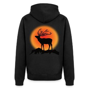 Cerf Rennais Silhouette Coucher de soleil - Veste à capuche bio Premium Unisexe - noir - Dos - Nico (187cm)