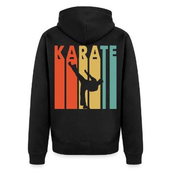 Karate - Unisex Premium Bio Zip Hoodie - Schwarz - Hinten - Nico (187cm)