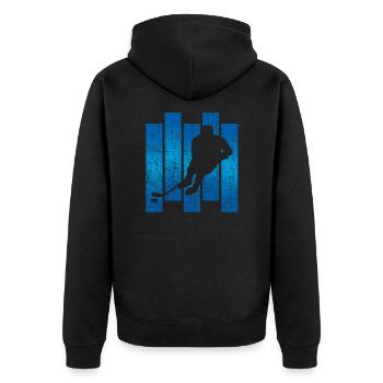 Eishockey - Unisex Premium Bio Zip Hoodie - Schwarz - Hinten - Nico (187cm)