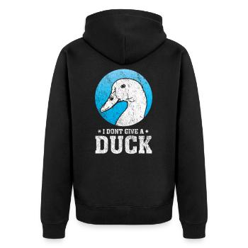 Pun duck - Unisex Premium Organic Zip Hoodie - black - Back - Nico (187cm)