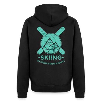 Skiing mountains - Unisex Premium Organic Zip Hoodie - black - Back - Nico (187cm)