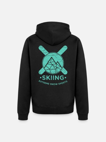 Skiing mountains - Unisex Premium Organic Zip Hoodie - black