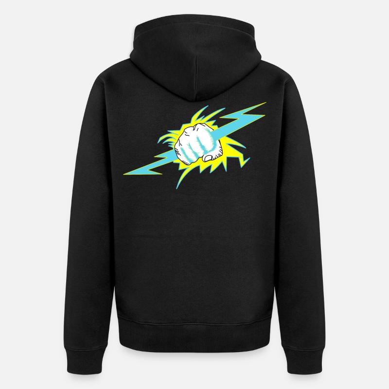 Zeus Hand. Donner Geschenk - Unisex Premium Bio Zip Hoodie - Schwarz