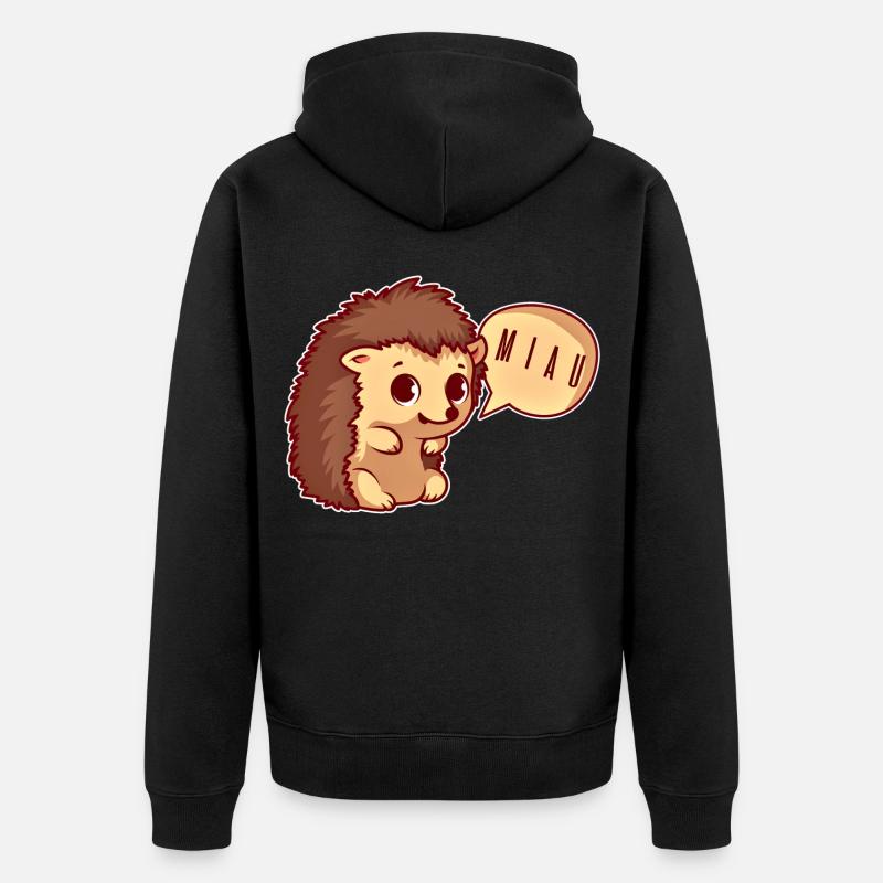 Süsser Igel der Miaut - Unisex Premium Bio Zip Hoodie - Schwarz