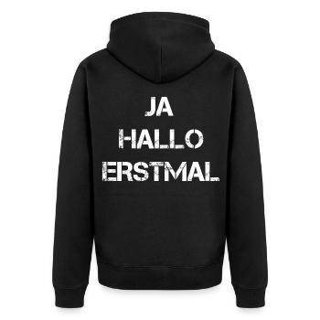 Yes Hello First of all vintage - Unisex Premium Organic Zip Hoodie - black - Back - Nico (187cm)
