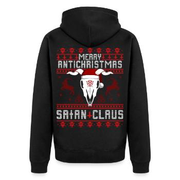 Merry Antichristmas - Satan Claus Ugly Sweater - Unisex Premium Organic Zip Hoodie - black - Back - Nico (187cm)